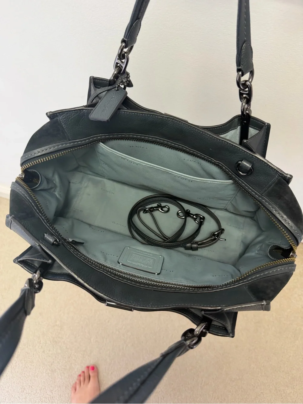 Coach dark gray (almost navy blue) Dreamer 36 Leather Satchel